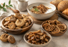 Whole, sliced and chopped premium dry figs displayed for culinary and commercial food uses